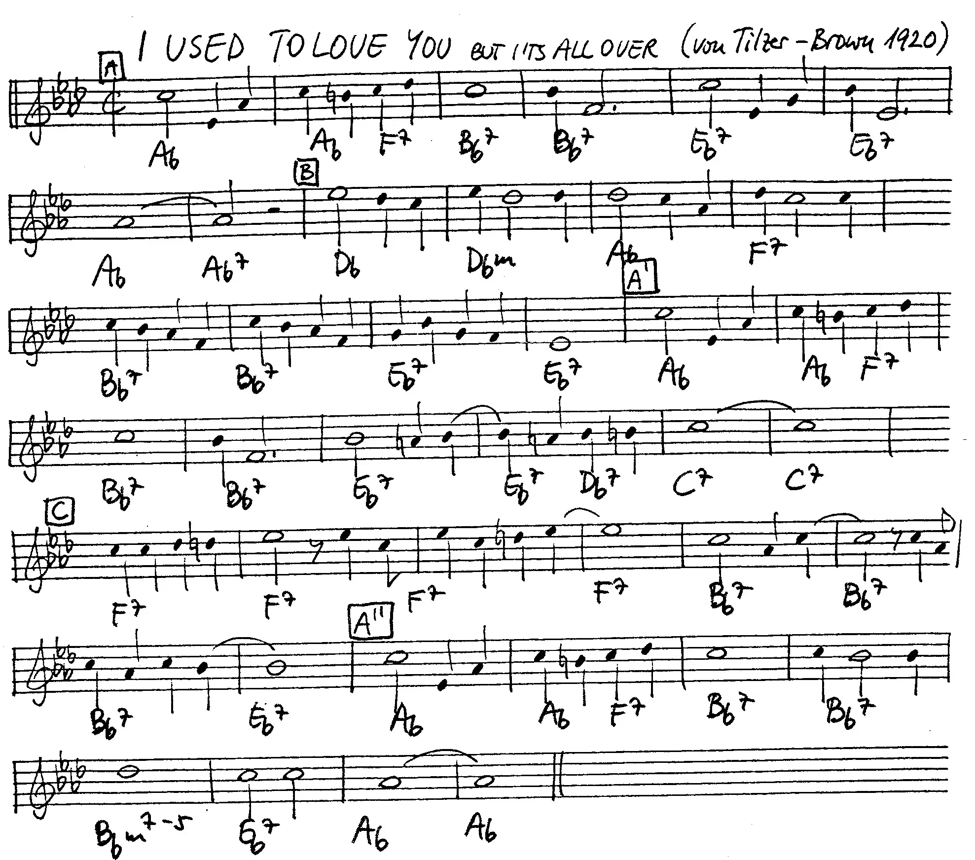 i used to love you free jazz leadsheet - Courtesy of the Jungle Jazz Band